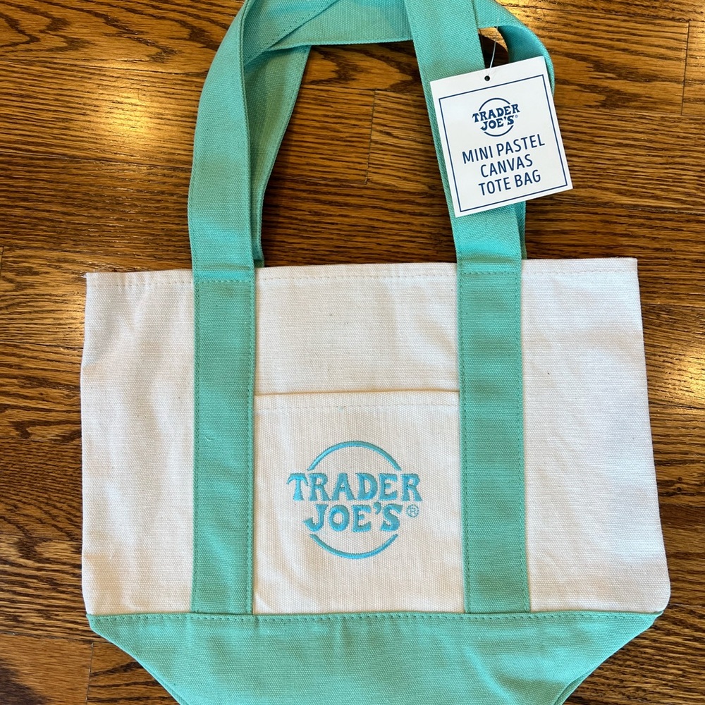 Mini Trader Joe’s Pastel Canvas Tote Bag in Mint